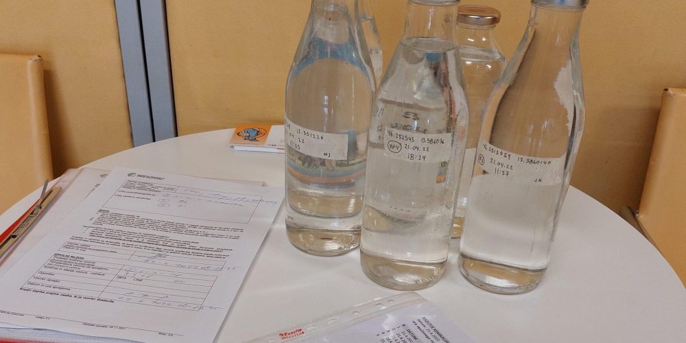 POLLUTED WATER SAMPLES BROUGHT TO LABORATORY
