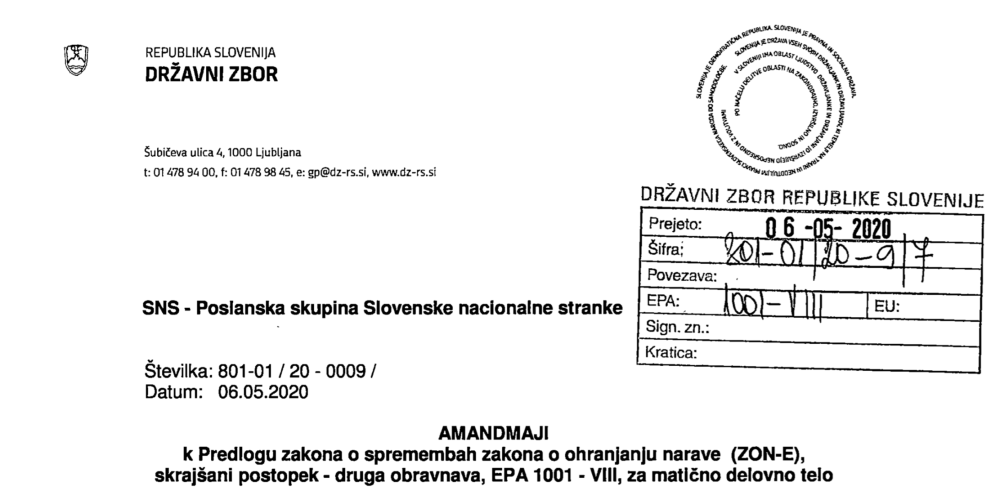 BESEDILO AMANDMAJA NA ZAKON O OHRANJANJU OKOLJA