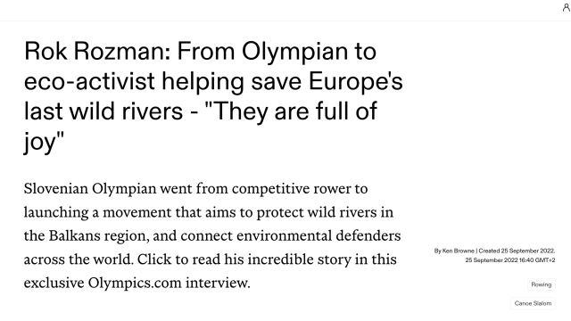 OUR EFFORTS TO SAVE THE SAVA FEATURED IN OLYMPICS.COM